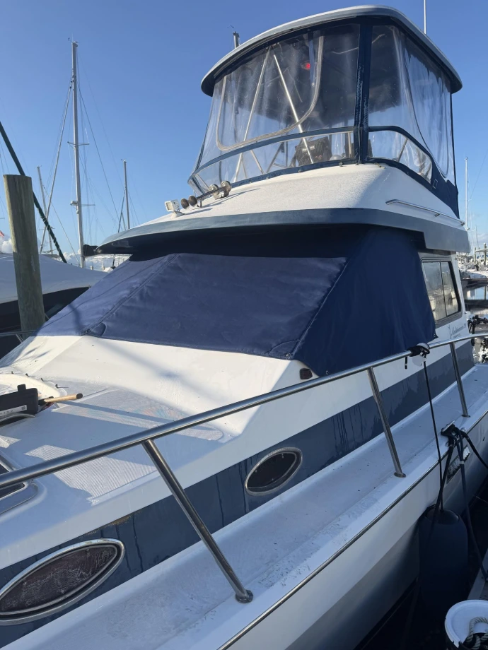 Sewing navy marine canvas at the Bosun & Hawk loft
